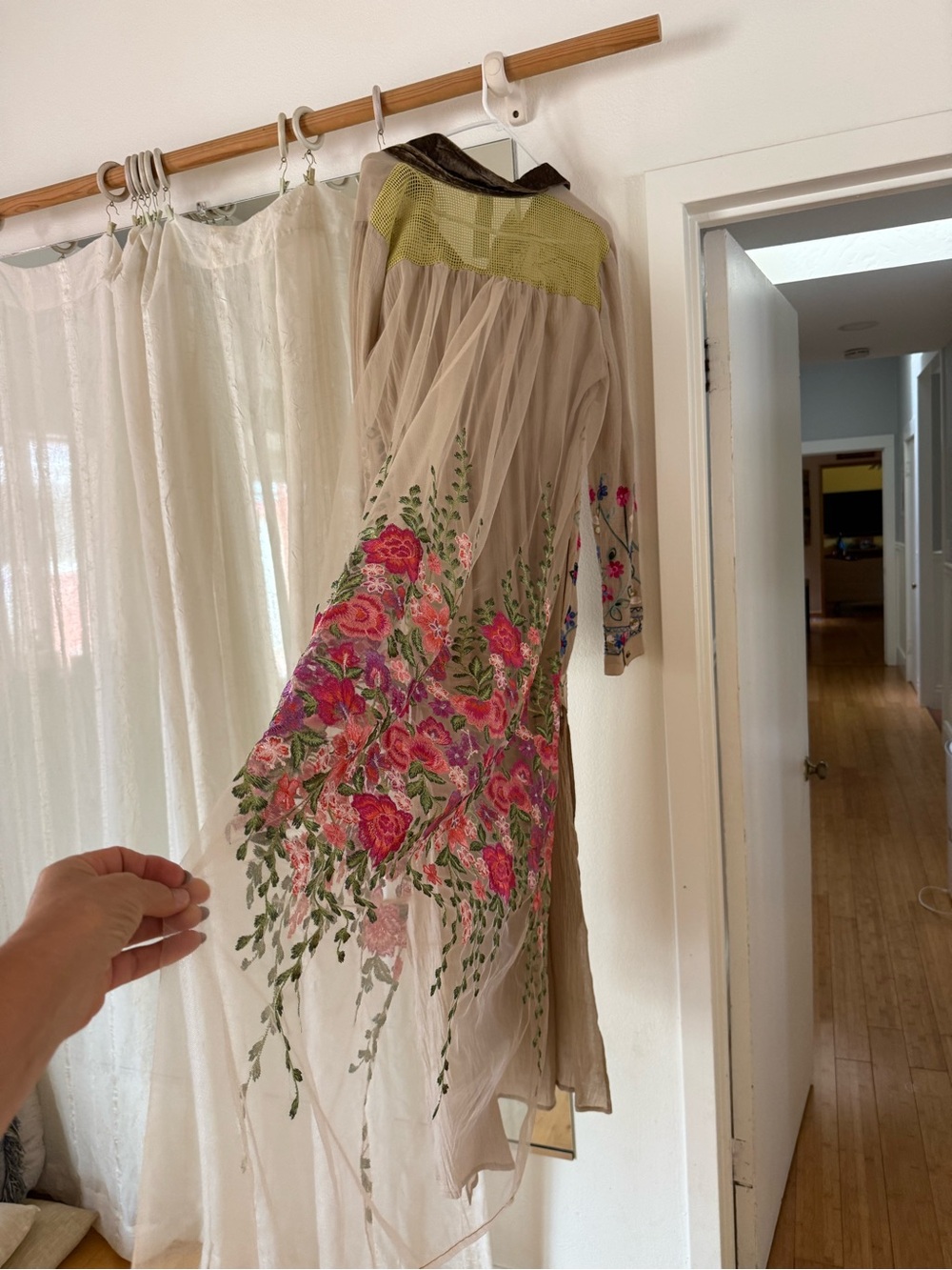 Aratta Embroidered Floral Sheer Tunic Duste